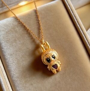 Premium Labubu Heart of Gold Collector Necklace Limited Edition